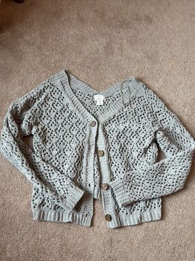 Sage Green Crochet Button Cardigan Sweater